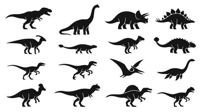 Collection of Dinosaur Silhouettes - Prehistoric Creatures