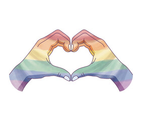 Tęczowe dłonie układające się w serce - akwarela duma lgbt izolowane na przezroczystym tle © Monika