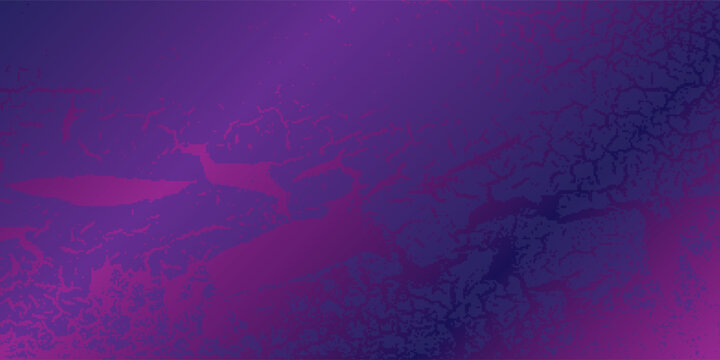 Mysterious abstract background featuring a deep purple-to-indigo color gradient overlaid with an intricate, symmetrical cracked texture and digital noise artifacts. illustration