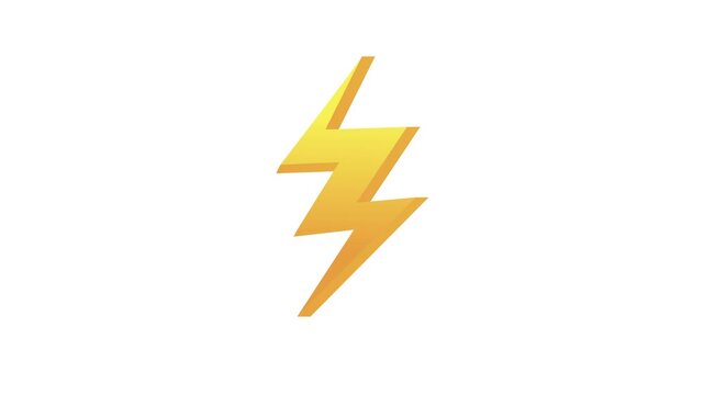 A bright yellow lightning bolt icon on a white background symbolizing energy doodle animated 4k stock video