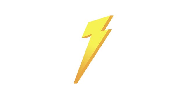 Yellow lightning bolt icon on a white background for energy concepts doodle animated 4k stock video