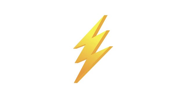 A bright yellow lightning bolt icon on a white background for design use doodle animated 4k stock video