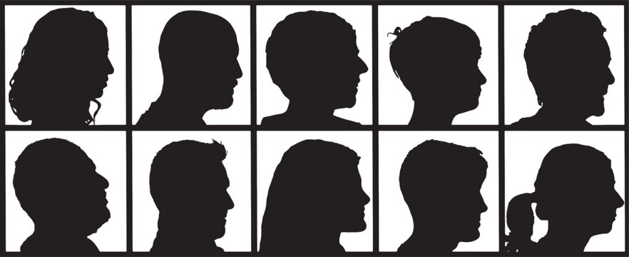 vector, mosaic silhouette of men and women
