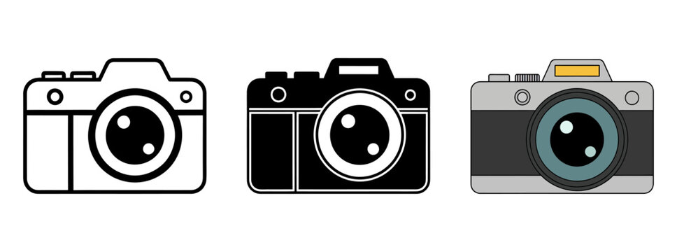 Camera icon set. Photo camera in flat style. Vector EPS 10.