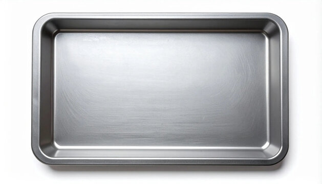 Empty metal baking tray product isolated on white background
