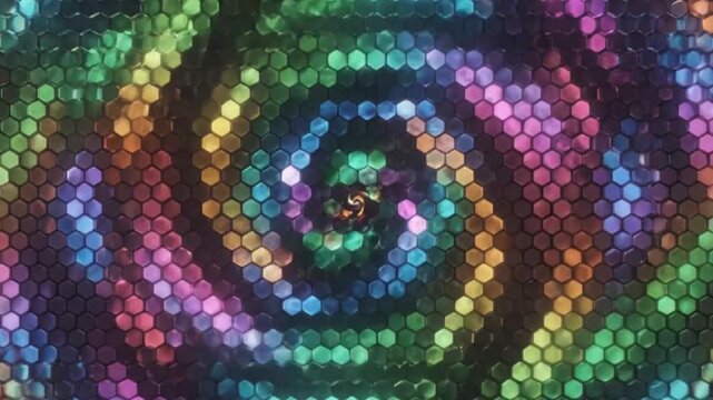 Abstract Digital Energy Flow through Hexagonal Honeycomb Grid Background with Glowing Lights