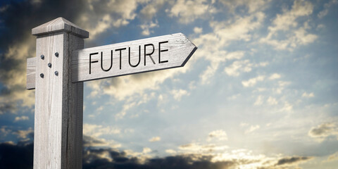 Future - wooden signpost with one arrow © PX Media