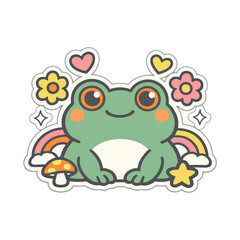 Obraz premium PNG Cute frog with colorful elements.
