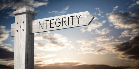 Integrity - wooden signpost with one arrow © PX Media
