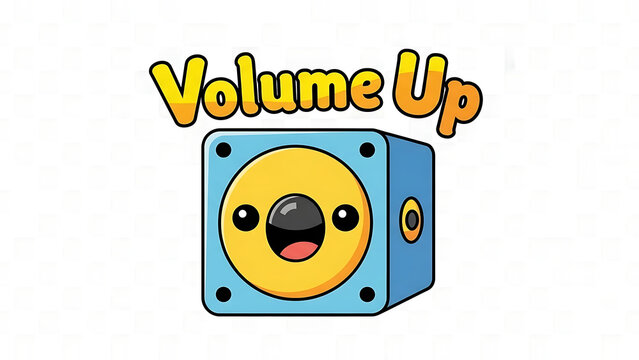 Cartoon animated speaker with cheerful face boosting volume isolated on a transparent background, cartoon speaker