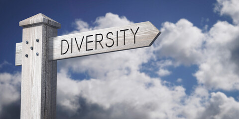 Diversity - wooden signpost with one arrow © PX Media