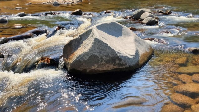 Rocky river shallows with fast flowing water