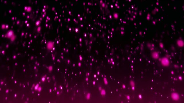 Pink glowing particle rain falling on black background