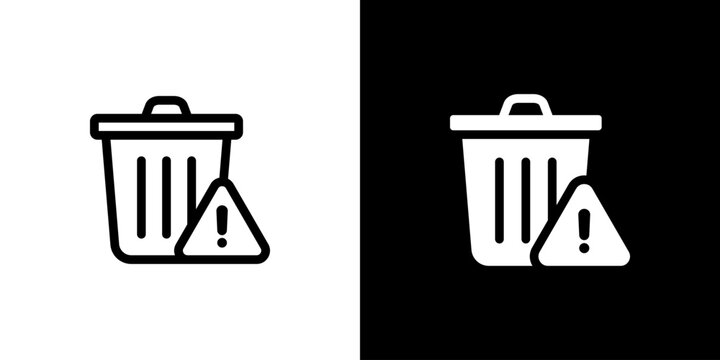 Waste Identification Trash Warning icon concept with flat Black White Background. Vector illustration.