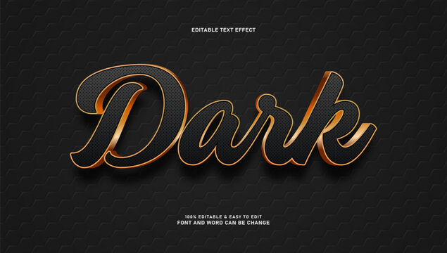 Dark and gold 3d editable text effect with carbon fiber texture