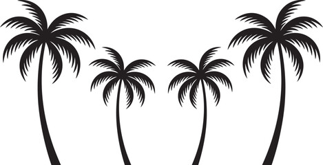 Four black palm trees on isolated for design © BipashaSketches 