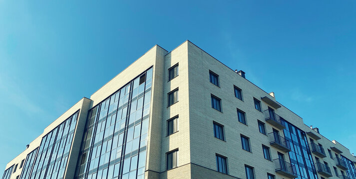 Architecture and real estate, modern residential apartment building with panoramic windows