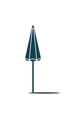 Fototapeta premium A minimalist dark teal graphic illustration of a closed beach umbrella standing upright.