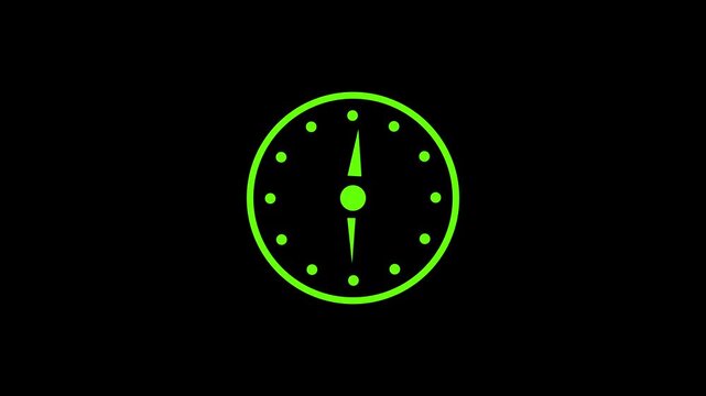 Silhouette Runner on Glowing Neon Clock Face Against Black Background Minimalist Concept