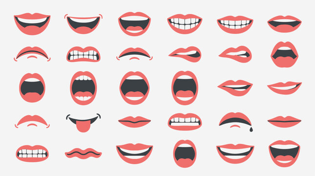 Collection of various mouth and lip expressions.