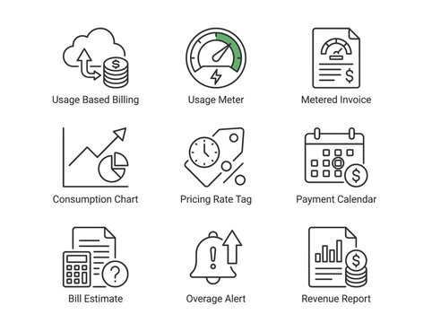 Financial Icons Set: Billing, Payment, and Reporting
