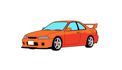 Obraz premium Orange Sports Car Vector Illustration, Isolated Transparent Background for Web Design and Digital Marketing Use