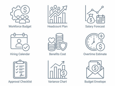 Set of Financial Business Icons for Planning and Analysis