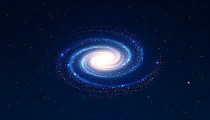 Fototapeta premium A spiral galaxy with vibrant blue and white hues in space