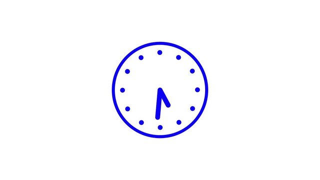 Minimalist clock face with blue arrow hands on white background vector illustration
