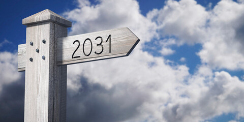 2031 - wooden signpost with one arrow © PX Media