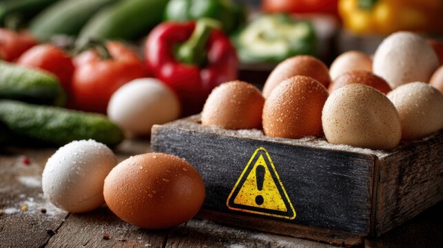 Foods recall for Salmonella Contamination. Public health alert on food recall involving eggs, vegetables, and poultry to ensure consumer safety.