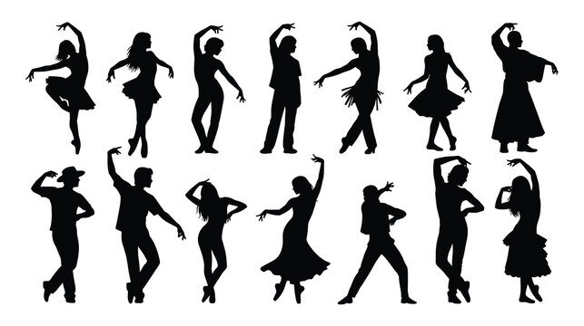Set of Dancing Silhouette Vector Illustration