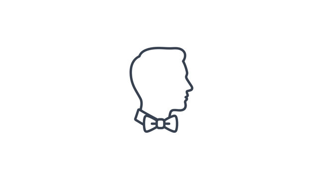 Minimalist line art illustration of a man wearing a formal bow tie.