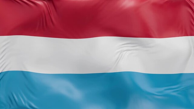 Luxembourg flag waving Seamless silk flag 3d animation slow motion Looping