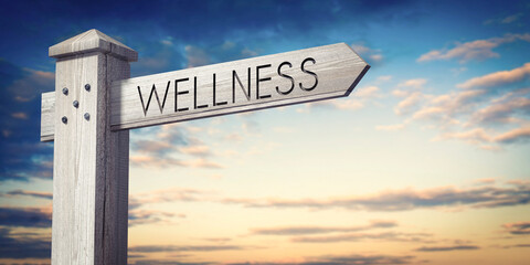 Wellness - wooden signpost with one arrow © PX Media