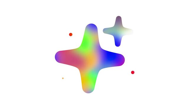 Vibrant rainbow star shapes with gradient colors on white background doodle animated 4k stock video