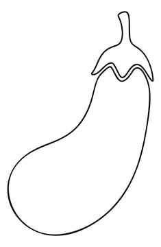 Outline illustration of eggplant depicting a whole aubergine vegetable for food and cooking design