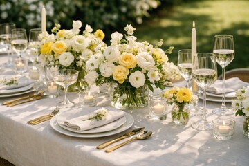Fototapeta premium Elegant floral outdoor dining