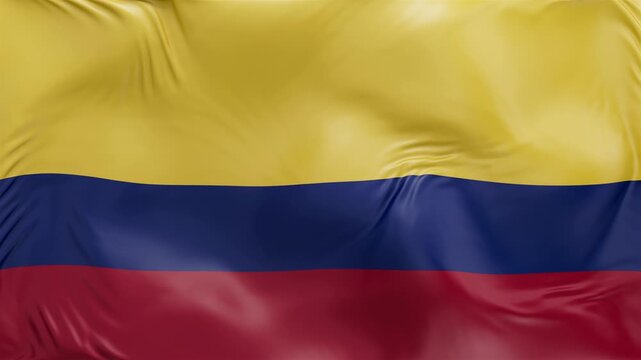 Colombia flag waving Seamless silk flag 3d animation slow motion Looping