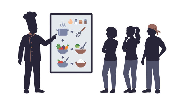 A professional chef teaching a cooking class to a group of students.