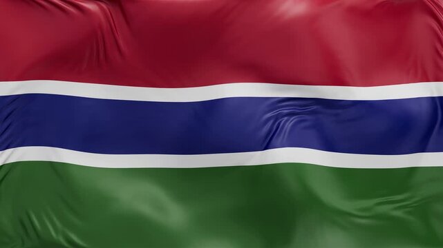 Gambia flag waving Seamless silk flag 3d animation slow motion Looping