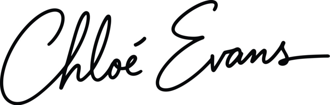 Chloe Evans is a decorative handwritten signature showcasing a sophisticated and modern lettering.