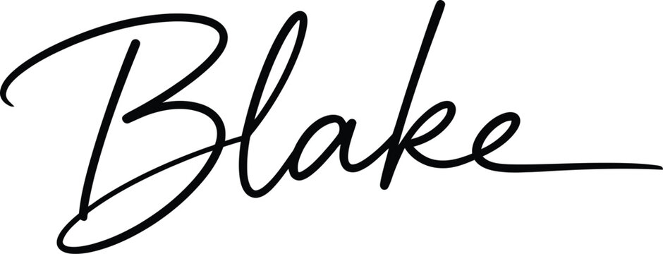 Blake is written in a sophisticated black script font against a clean white background.
