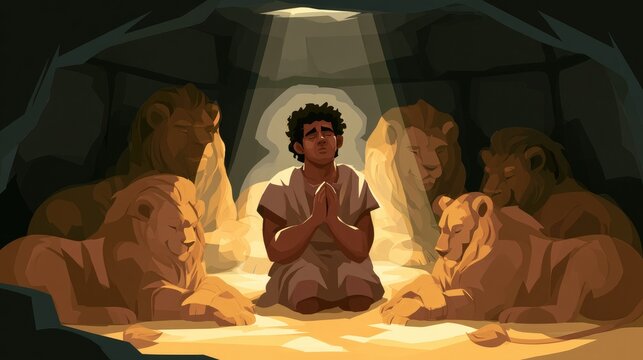 Daniel Praying In The Lions Den