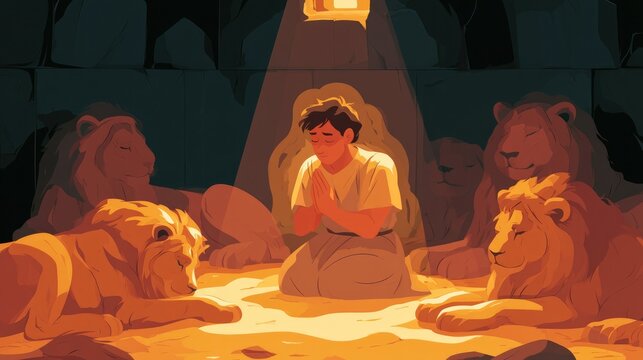 Daniel Praying In The Lions Den