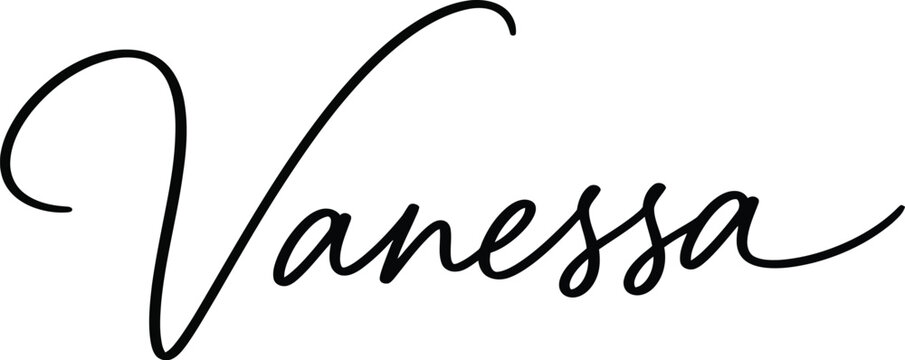 Vanessa is a elegant handwritten script font showcased in a minimalist black ink design.