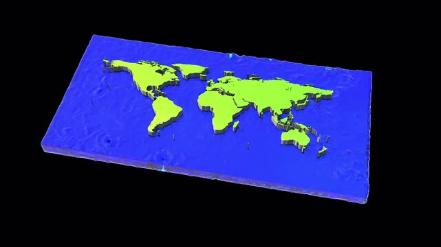 Earth flat graphic in moving water with alpha channel