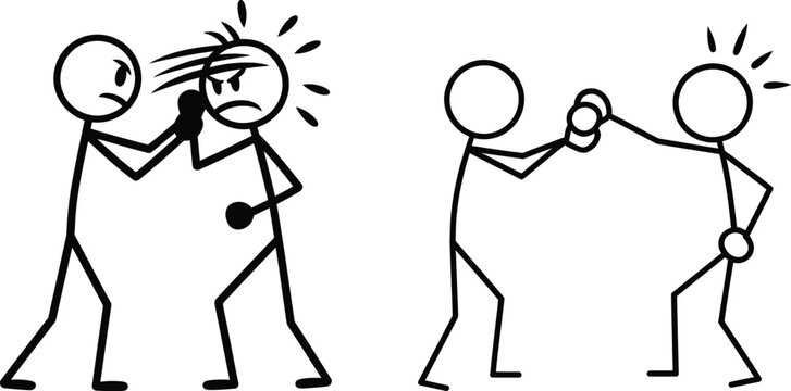 Two stick figure characters having a lightbulb idea argument