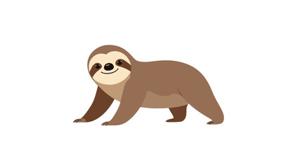 Obraz premium Cute Cartoon Sloth Walking Isolated Vector Illustration, Transparent Background for Web Design and App Interface