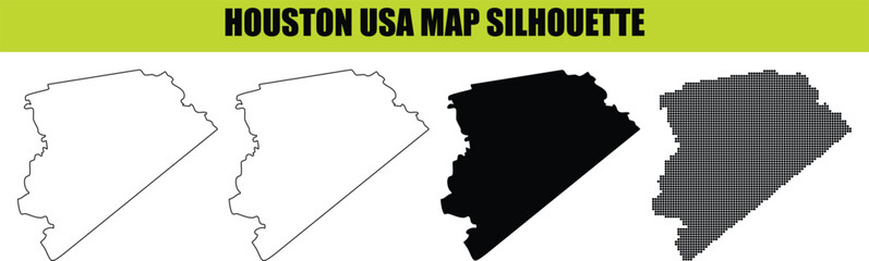 Houston usa map silhouette isolated vector illustration design for creative graphic projects web print media files. © Md Asif Shahnaoaz